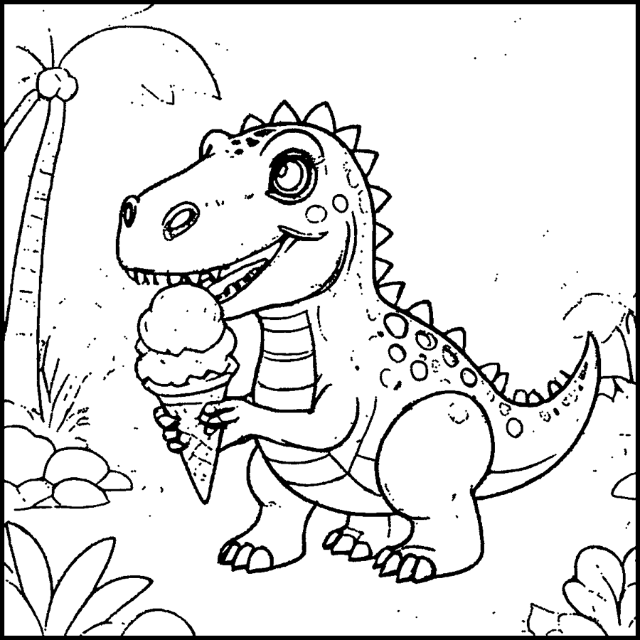 Lámina de un dinosaurio para colorear