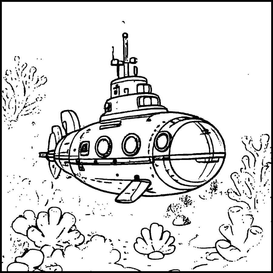 Lámina de un submarino para colorear
